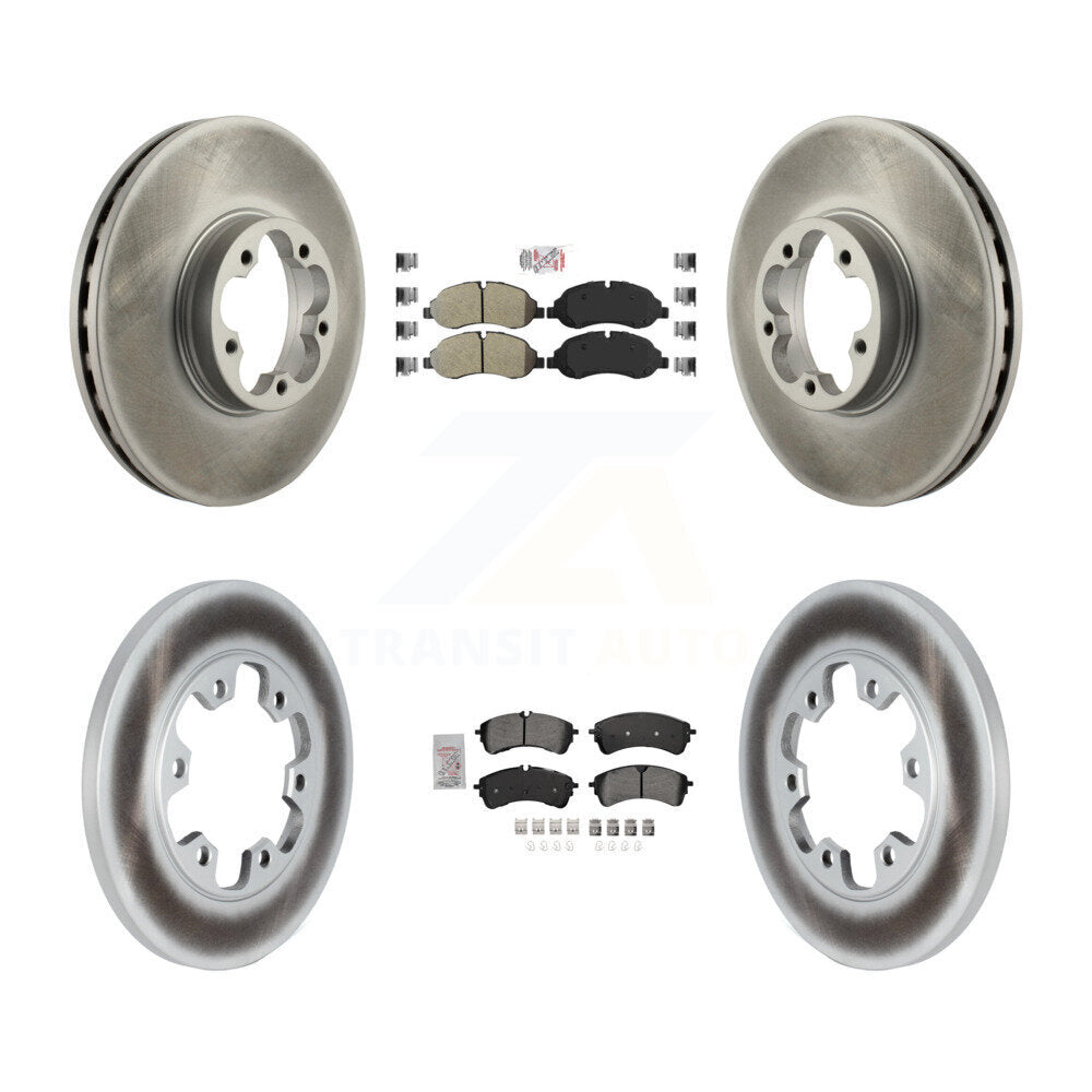 Front Rear Semi-Metallic Pad Coated Disc Brake Rotor Kit For 2023 Ford Transit-350 HD RWD KGA-107565