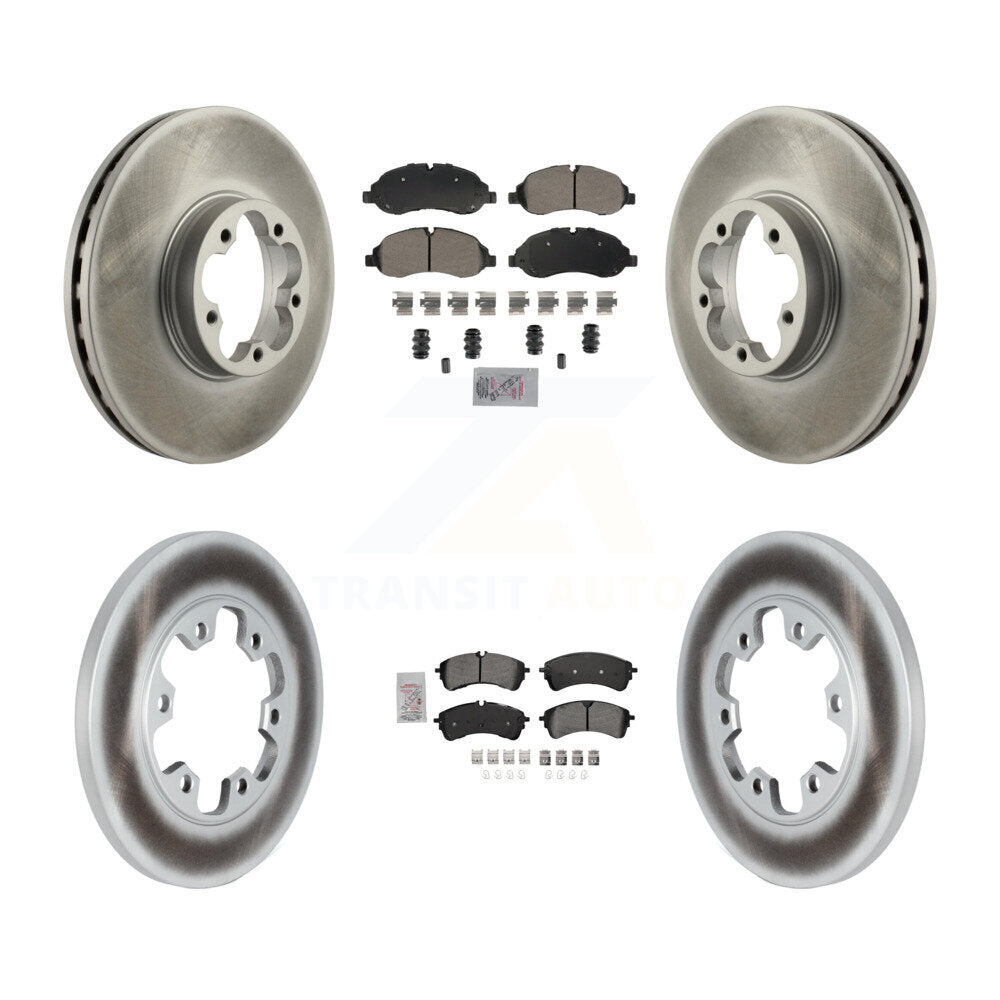 Front Rear Semi-Metallic Pad Coated Disc Brake Rotor Kit For 2023 Ford Transit-350 HD RWD KGA-107566