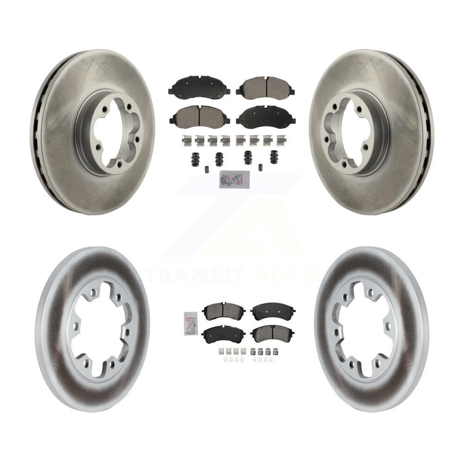 Front Rear Semi-Metallic Pad Coated Disc Brake Rotor Kit For 2023 Ford Transit-350 HD RWD KGA-107566