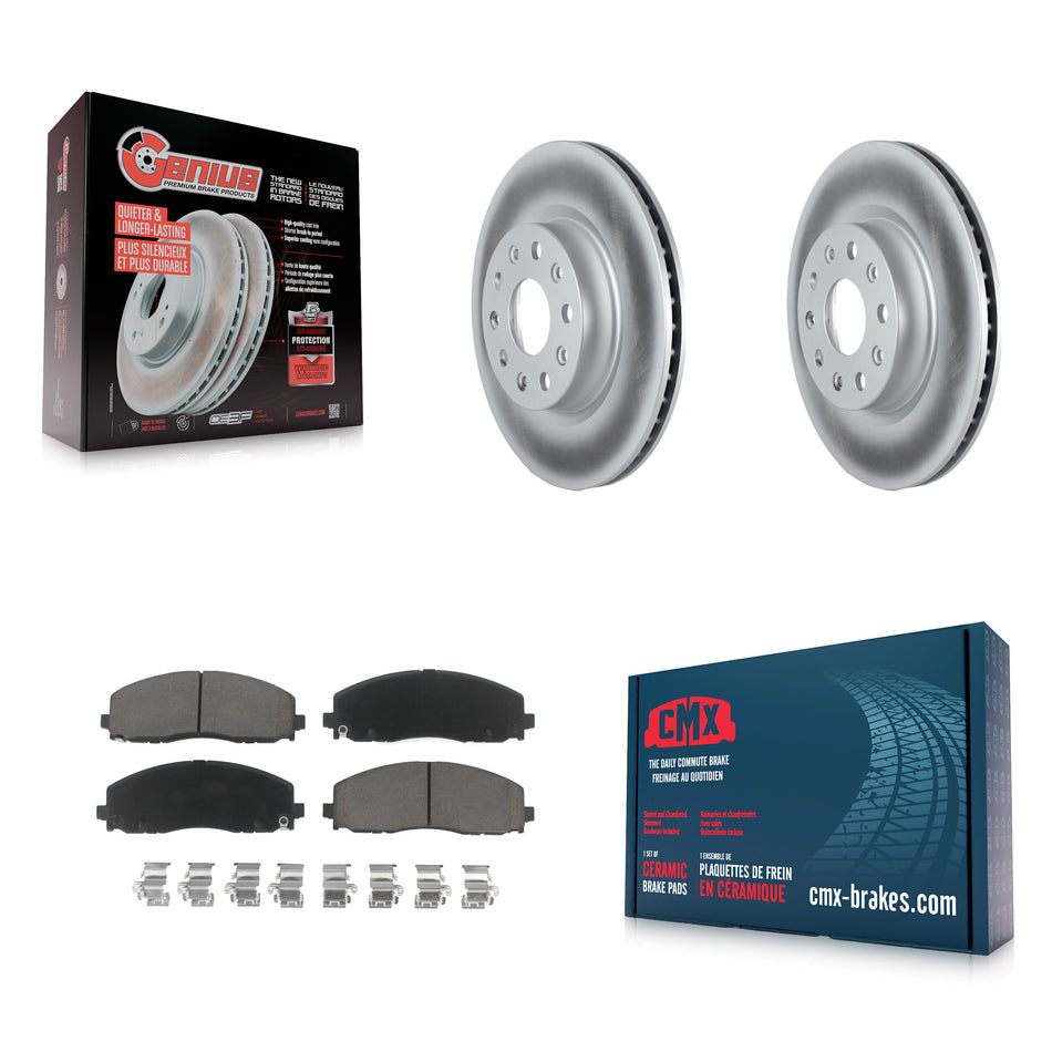 Front Coated Disc Brake Rotors And Ceramic Pads Kit For 2018-2022 Jeep Wrangler Without Heavy Duty Brakes Code BRY KGC-100022
