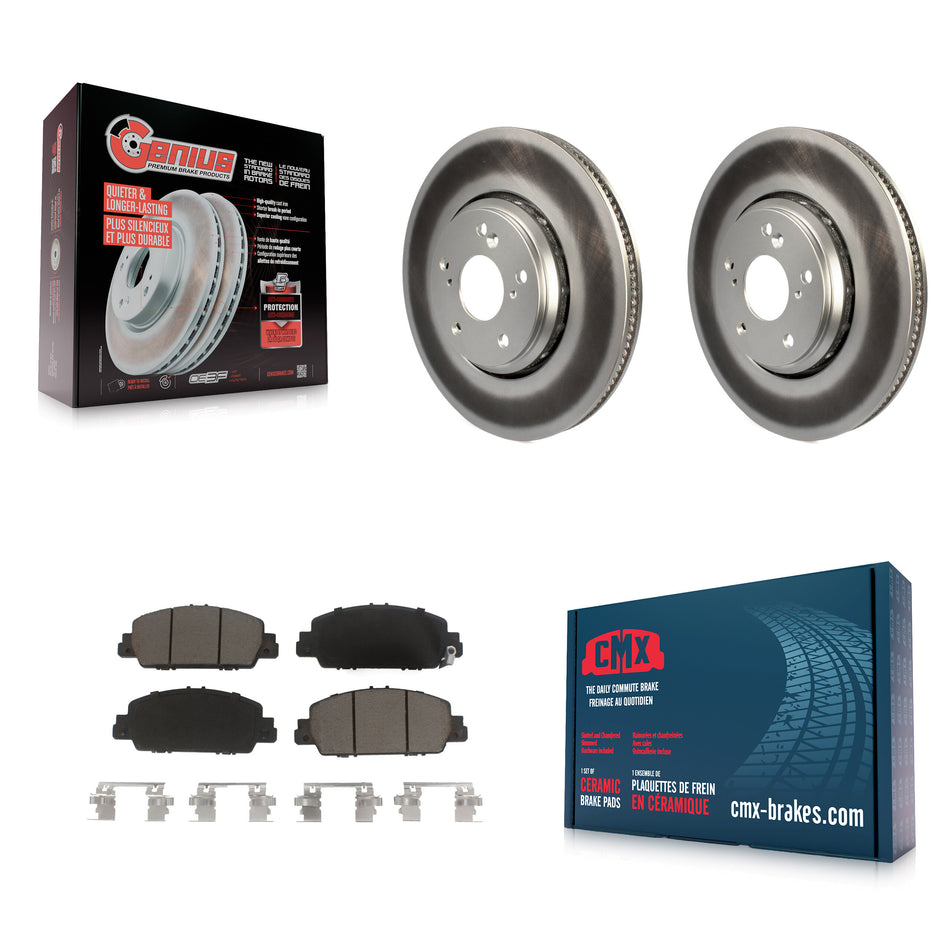 Front Coated Disc Brake Rotors And Ceramic Pads Kit For 2017 Honda Accord Hybrid EX-L Touring KGC-100029