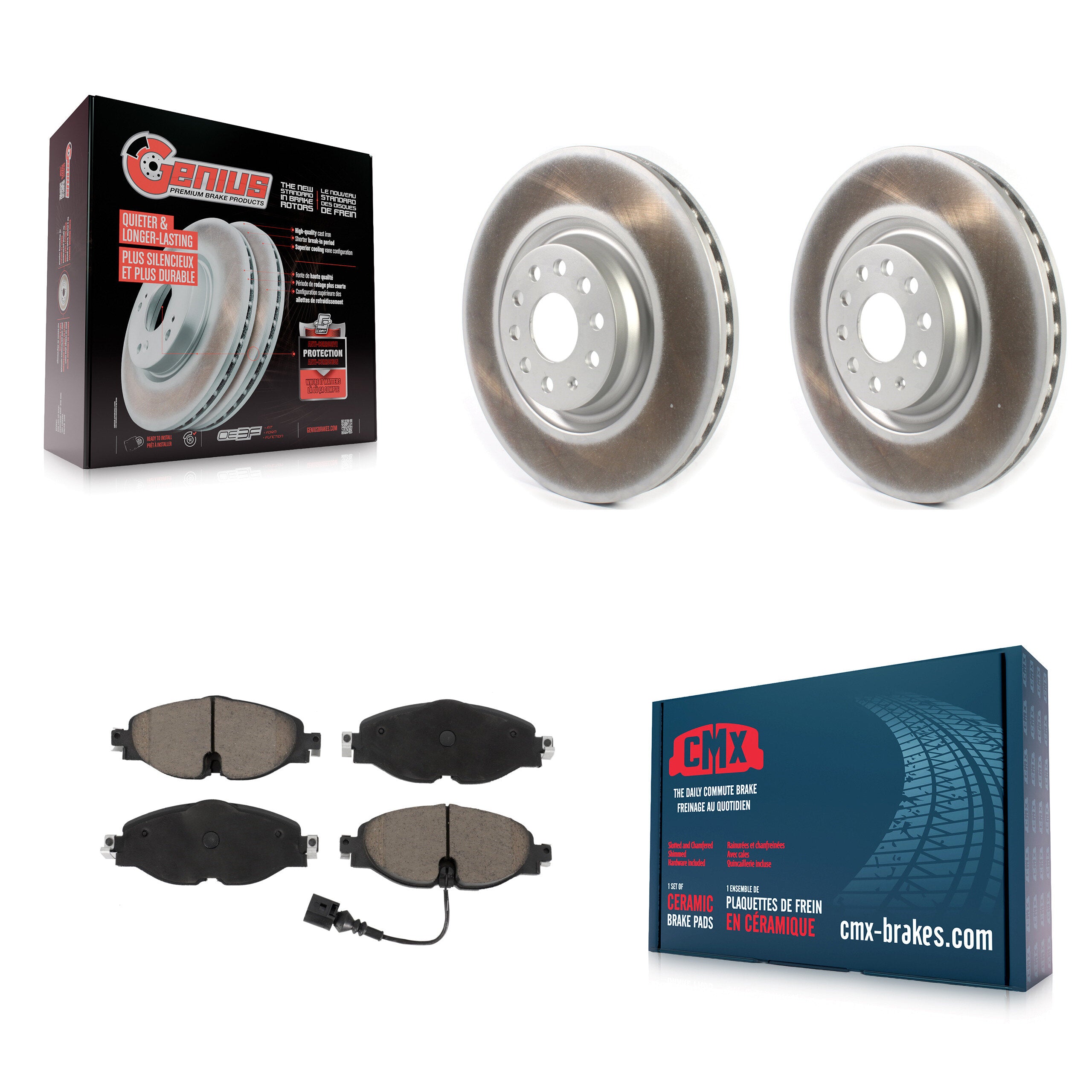 Front Coated Disc Brake Rotors And Ceramic Pads Kit For Volkswagen Golf Audi A3 KGC-100061