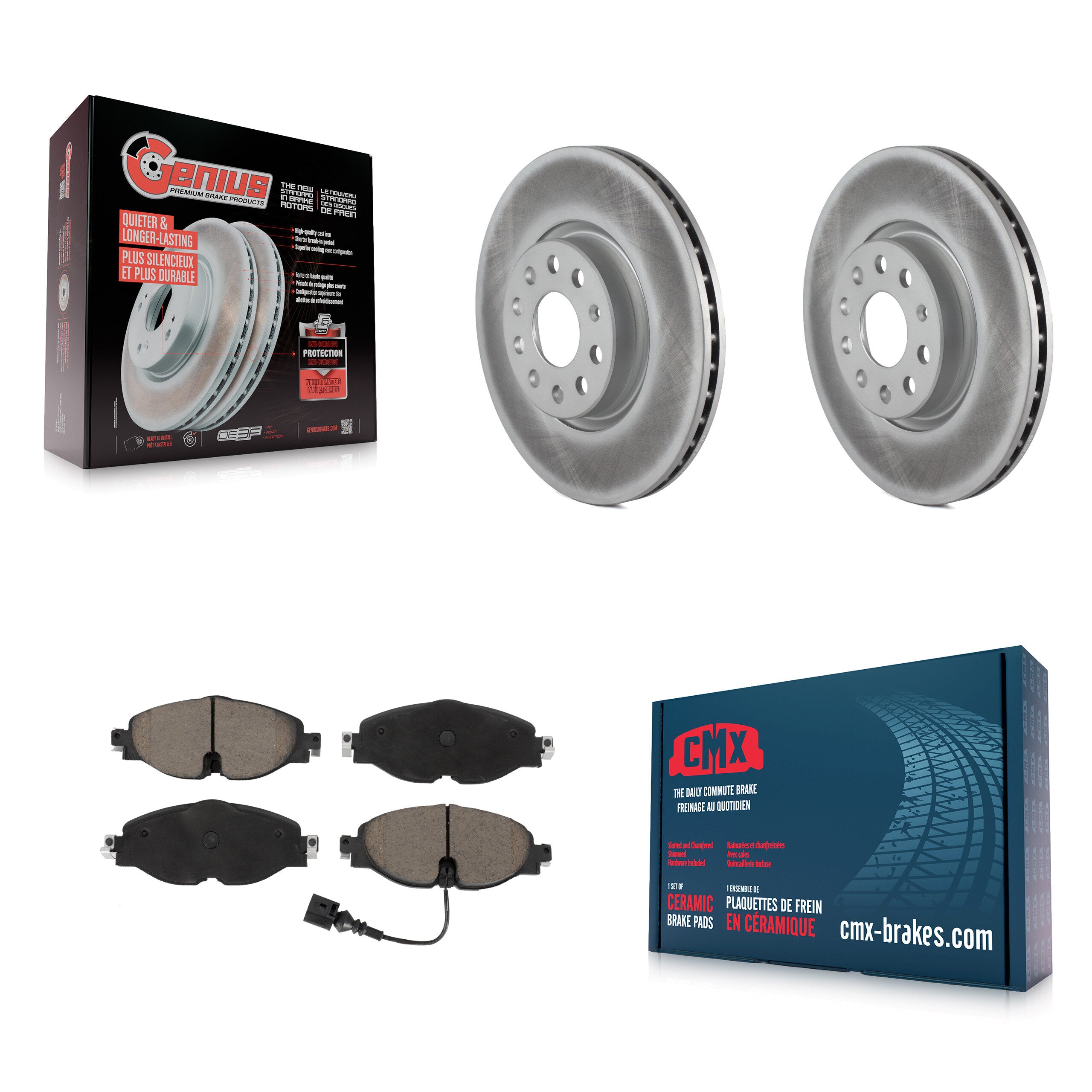 Front Coat Brake Rotor Ceramic Pad Kit For Volkswagen Golf Taos SportWagen Audi GTI A3 TT KGC-100062