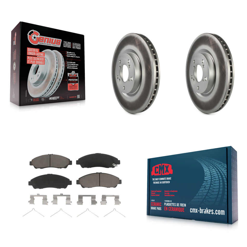 Front Coated Disc Brake Rotors And Ceramic Pads Kit For Honda Pilot Acura MDX RLX ZDX KGC-100080
