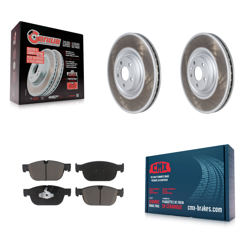 Front Coated Disc Brake Rotors And Ceramic Pads Kit For 2016-2019 Volvo XC90 With 366mm Diameter Rotor KGC-100082