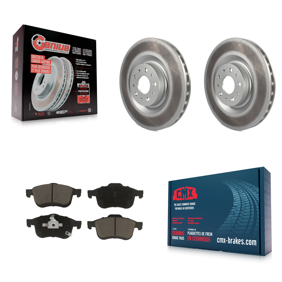 Front Coated Disc Brake Rotors And Ceramic Pads Kit For 2014-2020 Fiat 500L KGC-100091