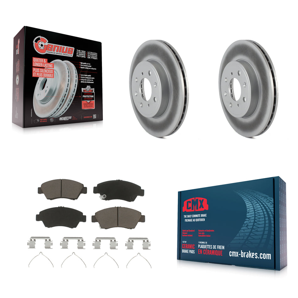 Front Coated Disc Brake Rotors And Ceramic Pads Kit For Honda Fit KGC-100108
