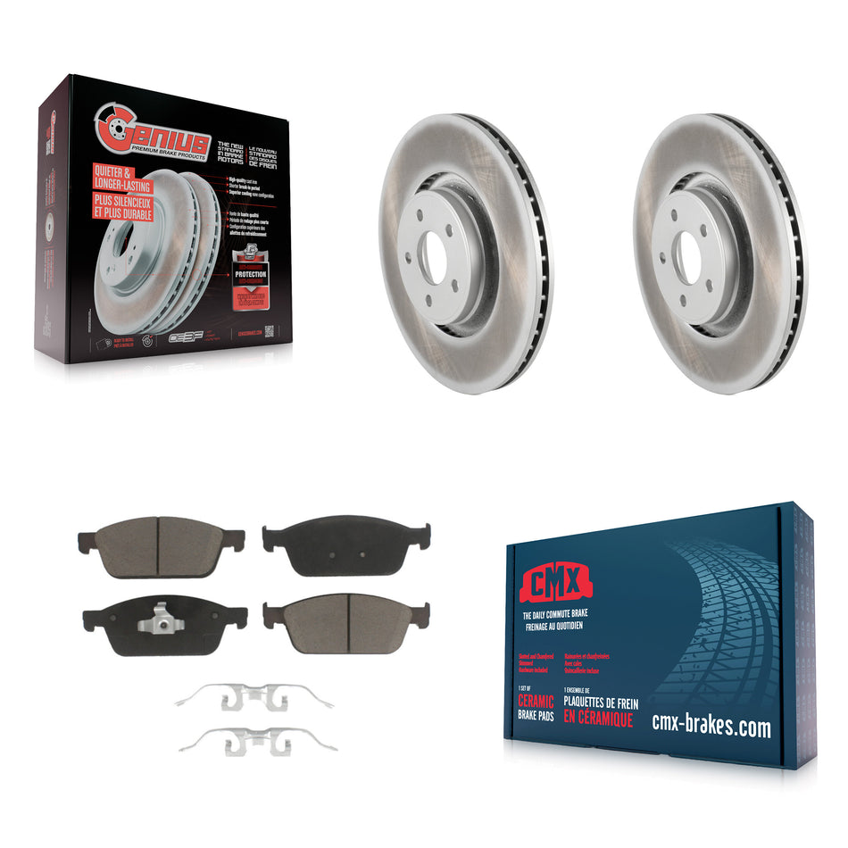 Front Coated Disc Brake Rotors And Ceramic Pads Kit For Ford Focus Lincoln MKC KGC-100114