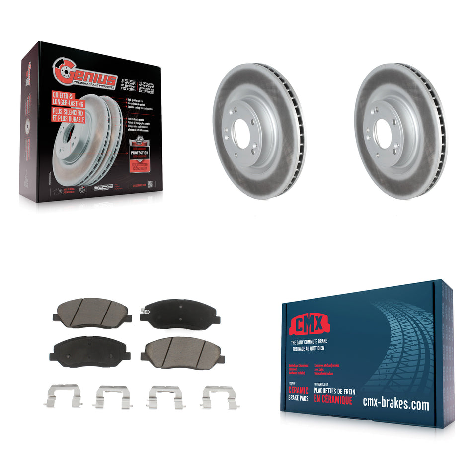 Front Coated Disc Brake Rotors And Ceramic Pads Kit For 2009-2011 Hyundai Genesis 3.8L KGC-100155