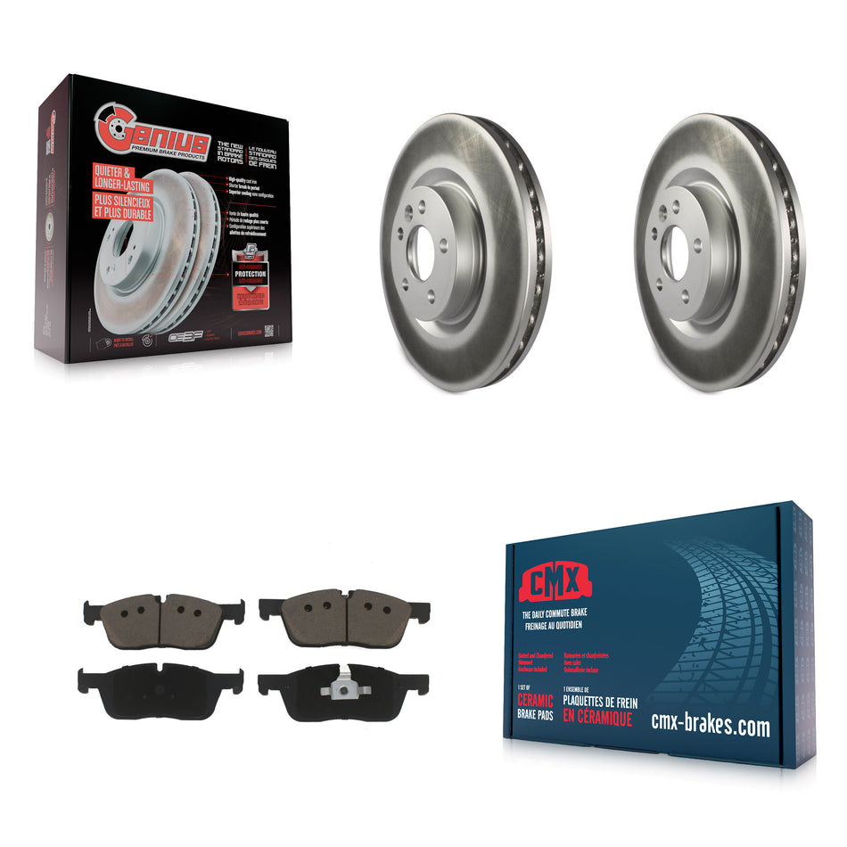 Front Coated Disc Brake Rotors And Ceramic Pads Kit For Land Rover Discovery Sport Range Evoque Jaguar E-Pace KGC-100176