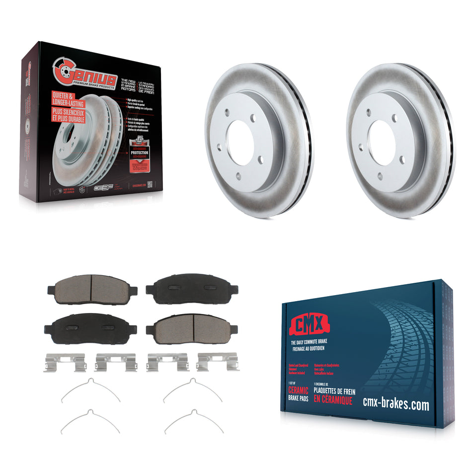 Front Coated Disc Brake Rotors And Ceramic Pads Kit For 2004 Ford F-150 4WD With 5 Lug Wheels KGC-100221