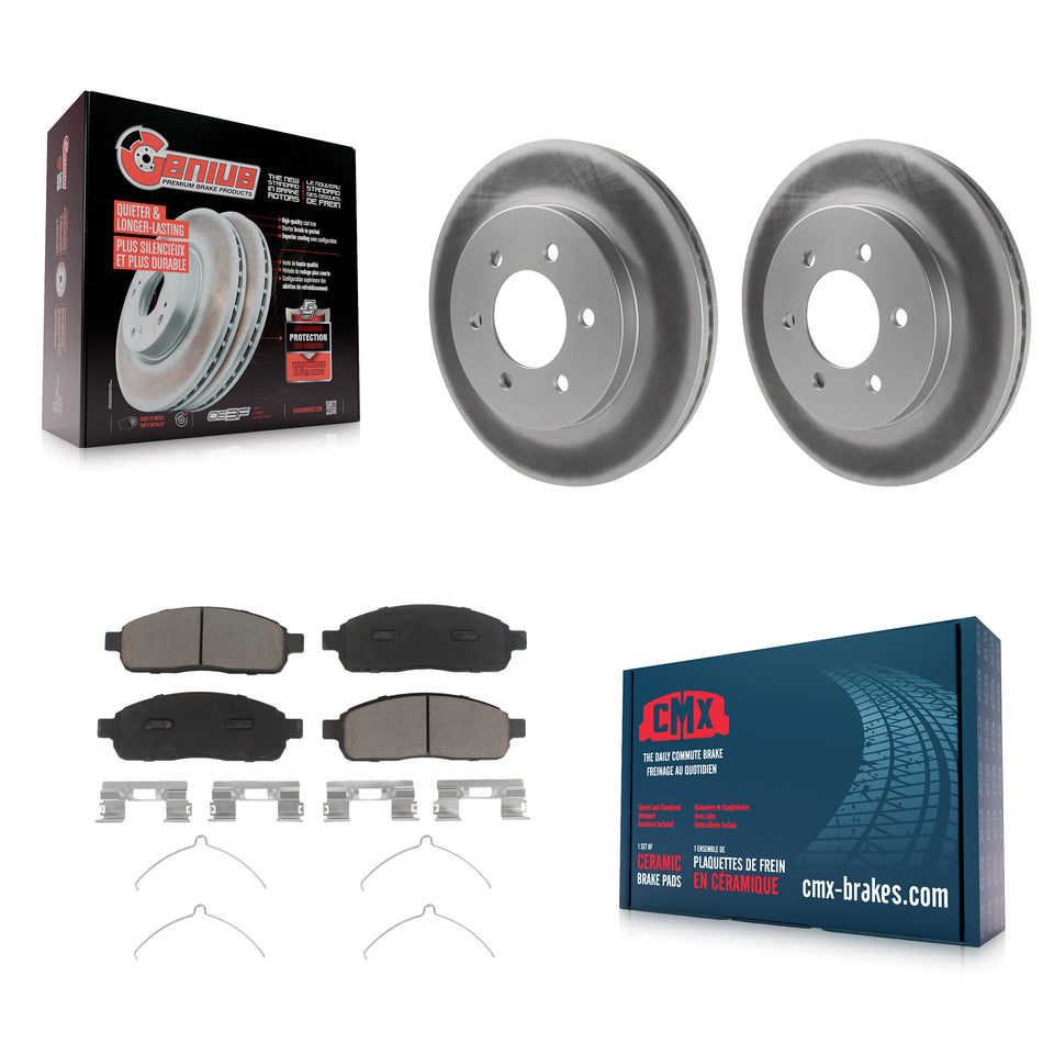 Front Coated Disc Brake Rotors And Ceramic Pads Kit For Ford F-150 Lincoln Mark LT With 6 Lug Wheels 4WD KGC-100222