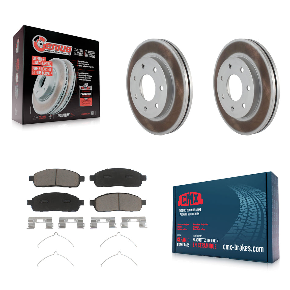 Front Coated Disc Brake Rotors And Ceramic Pads Kit For Ford F-150 Lincoln Mark LT 4WD KGC-100223