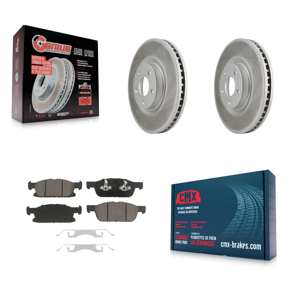 Front Coated Disc Brake Rotors And Ceramic Pads Kit For Ford Edge KGC-100232