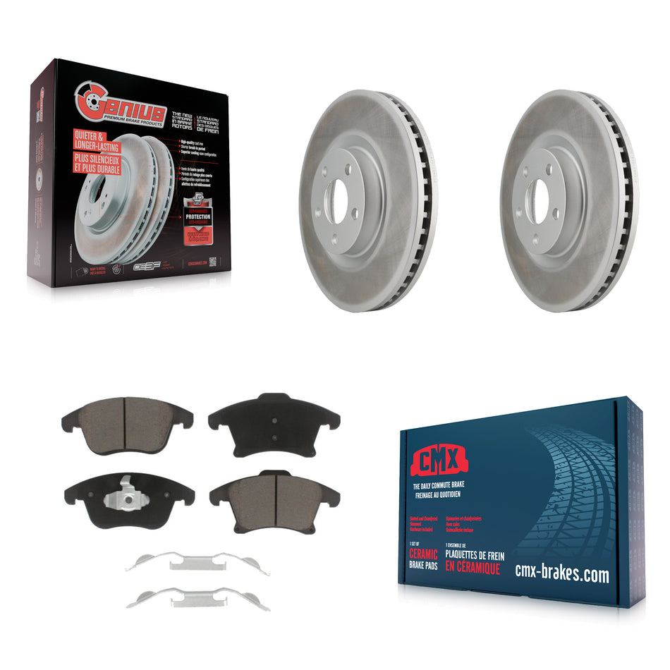 Front Coated Disc Brake Rotors And Ceramic Pads Kit For 2019-2020 Ford Police Responder Hybrid SSV Plug-In KGC-100234