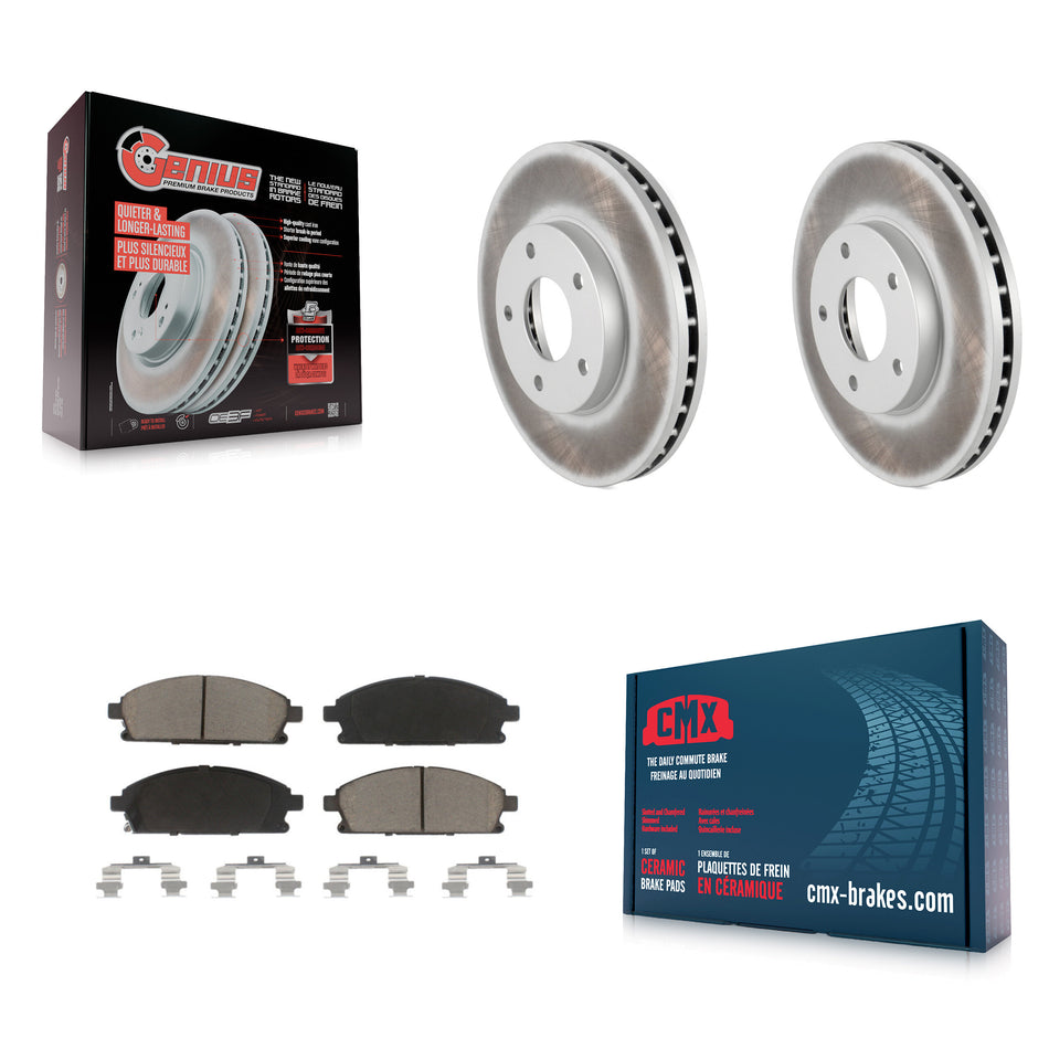 Front Coated Disc Brake Rotors And Ceramic Pads Kit For 2004-2006 Nissan X-Trail KGC-100265