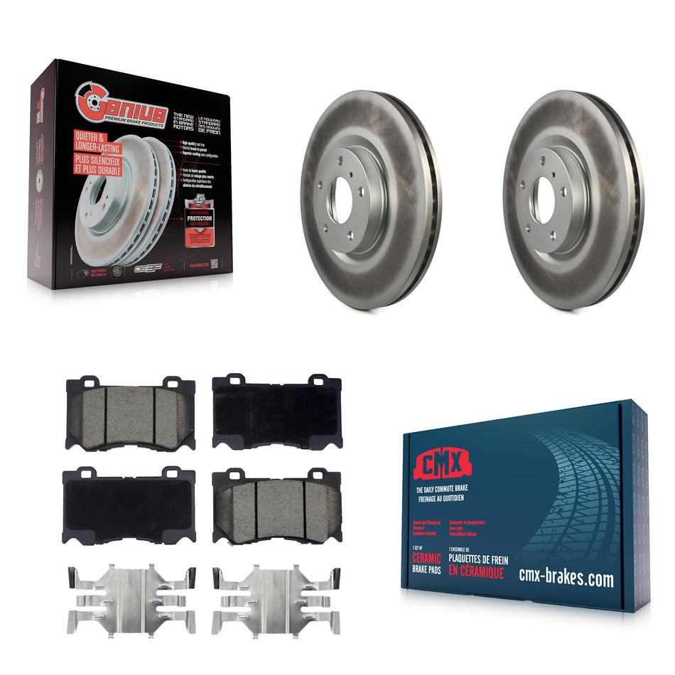 Front Coated Disc Brake Rotors And Ceramic Pads Kit For 2017-2018 INFINITI Q70 Hybrid With Sport Package KGC-100271