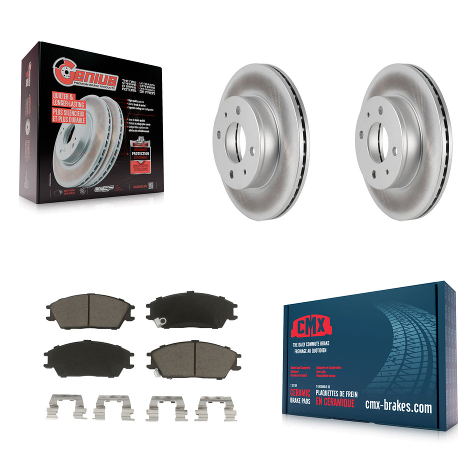 Front Coated Disc Brake Rotors And Ceramic Pads Kit For 2000-2005 Hyundai Accent KGC-100279