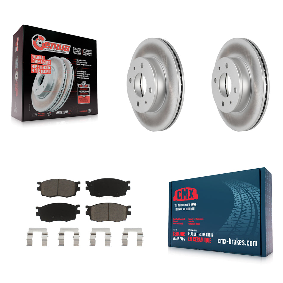 Front Coated Disc Brake Rotors And Ceramic Pads Kit For 2006 Hyundai Accent Hatchback KGC-100280