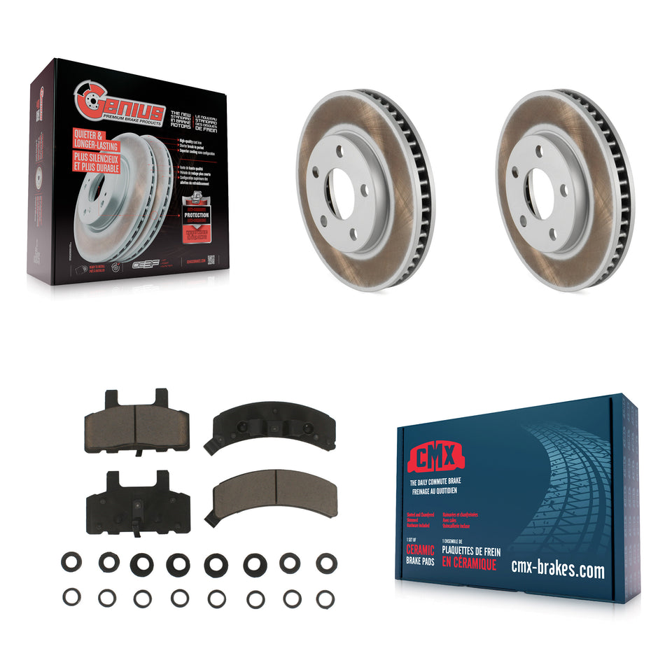 Front Coated Disc Brake Rotors And Ceramic Pads Kit For Cadillac DeVille Fleetwood 60 Special Commercial Chassis KGC-100296