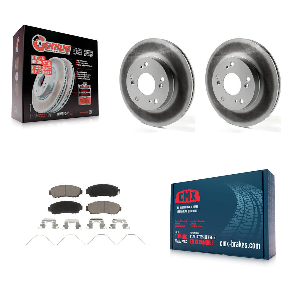 Front Coated Disc Brake Rotors And Ceramic Pads Kit For 2015 Honda Civic LX SE with Manual transmission KGC-100314