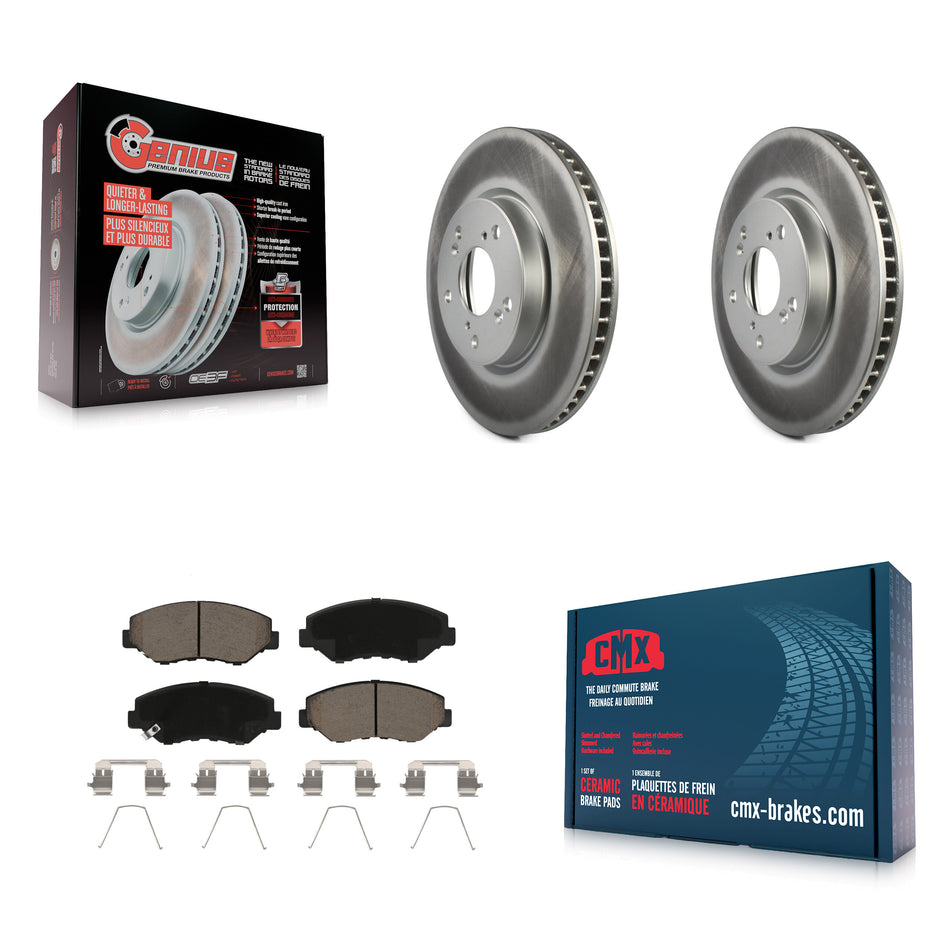 Front Coated Disc Brake Rotors And Ceramic Pads Kit For 2015 Honda Civic EX with Manual transmission KGC-100315