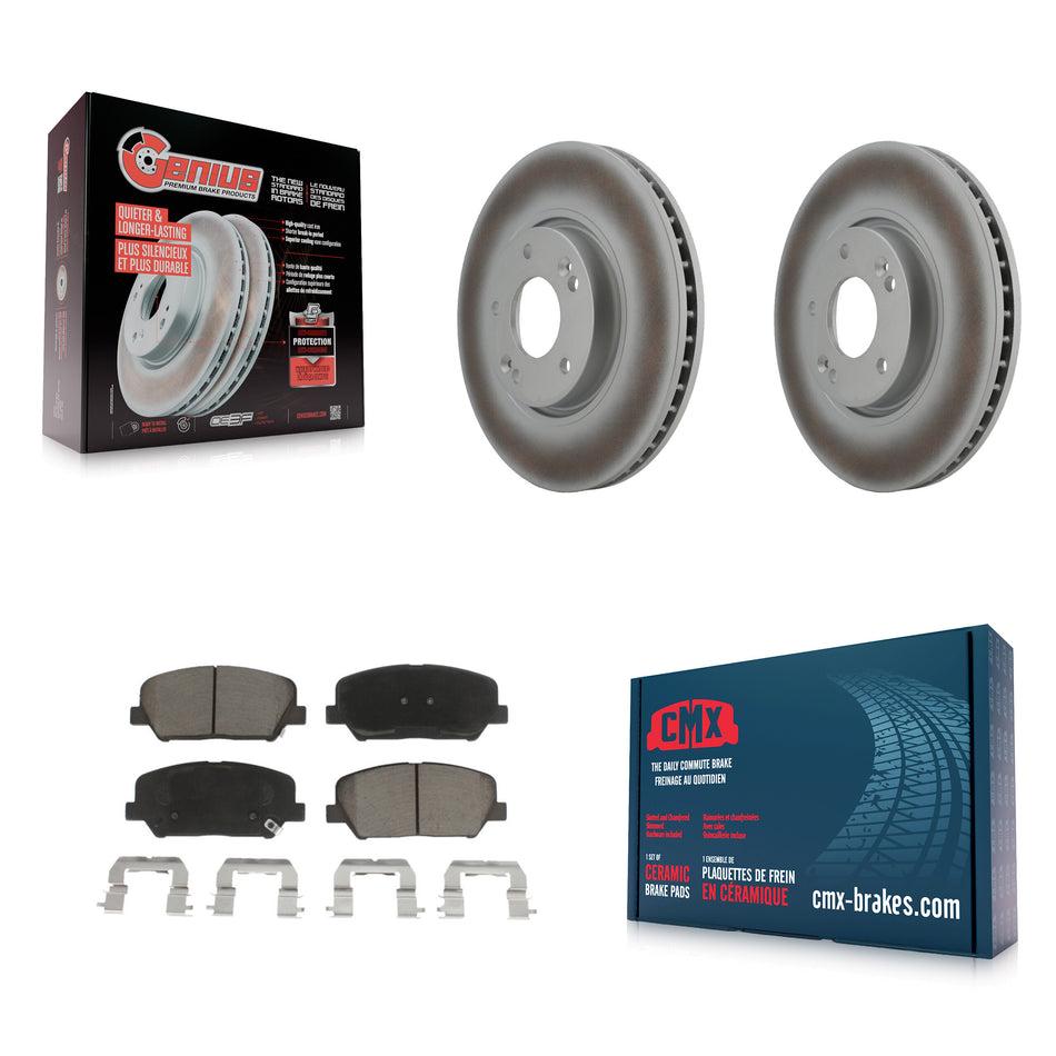 Front Coated Disc Brake Rotors And Ceramic Pads Kit For Kia Forte Forte5 Koup KGC-100339