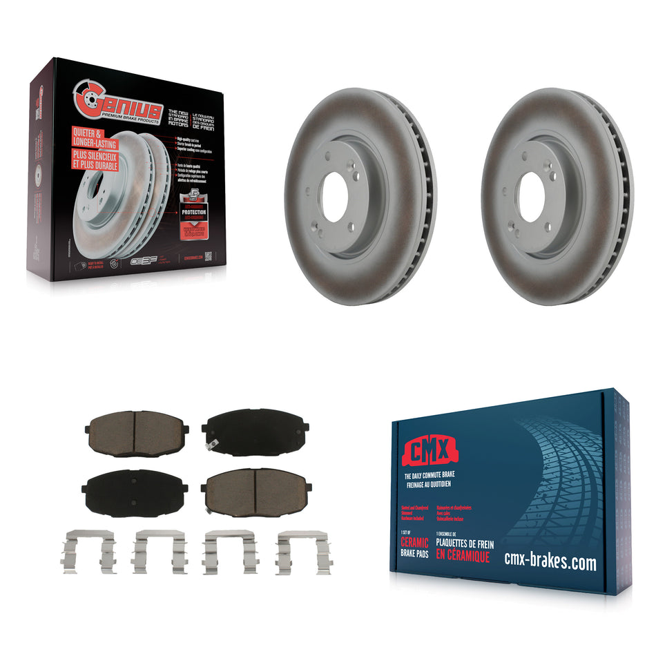 Front Coated Disc Brake Rotors And Ceramic Pads Kit For Kia Forte Koup Forte5 KGC-100349