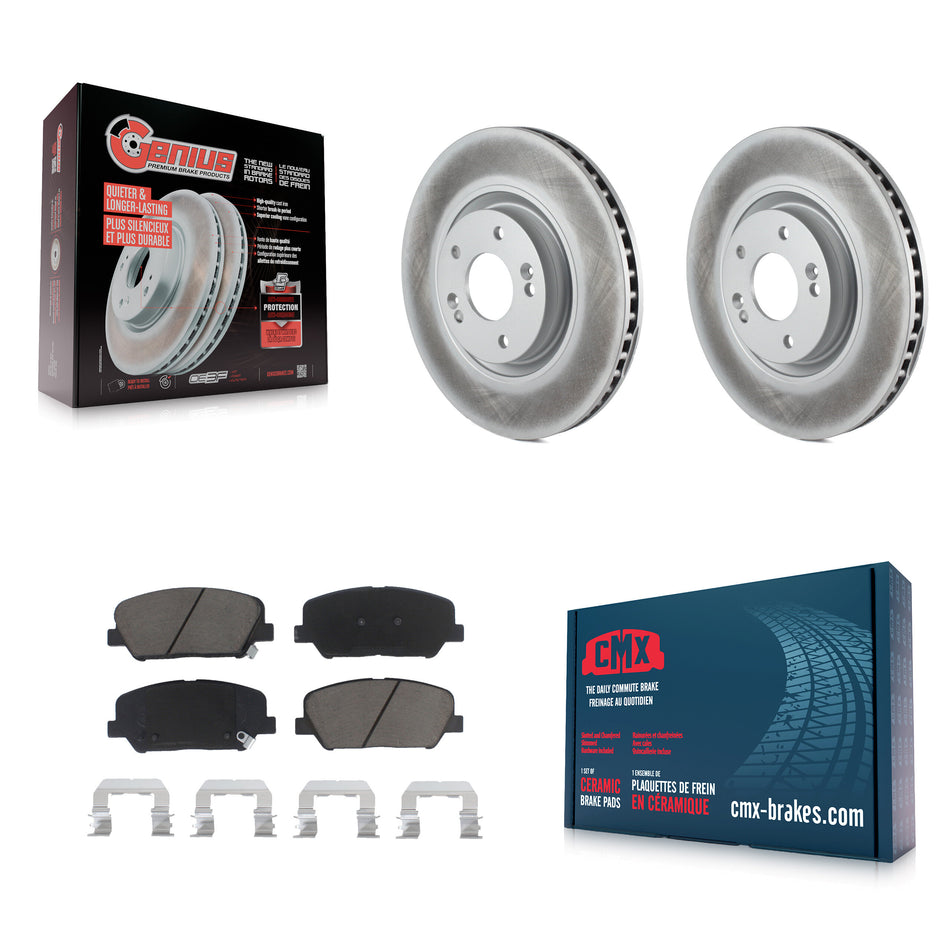 Front Coated Disc Brake Rotors And Ceramic Pads Kit For 2011-2015 Kia Optima 2.0L KGC-100351
