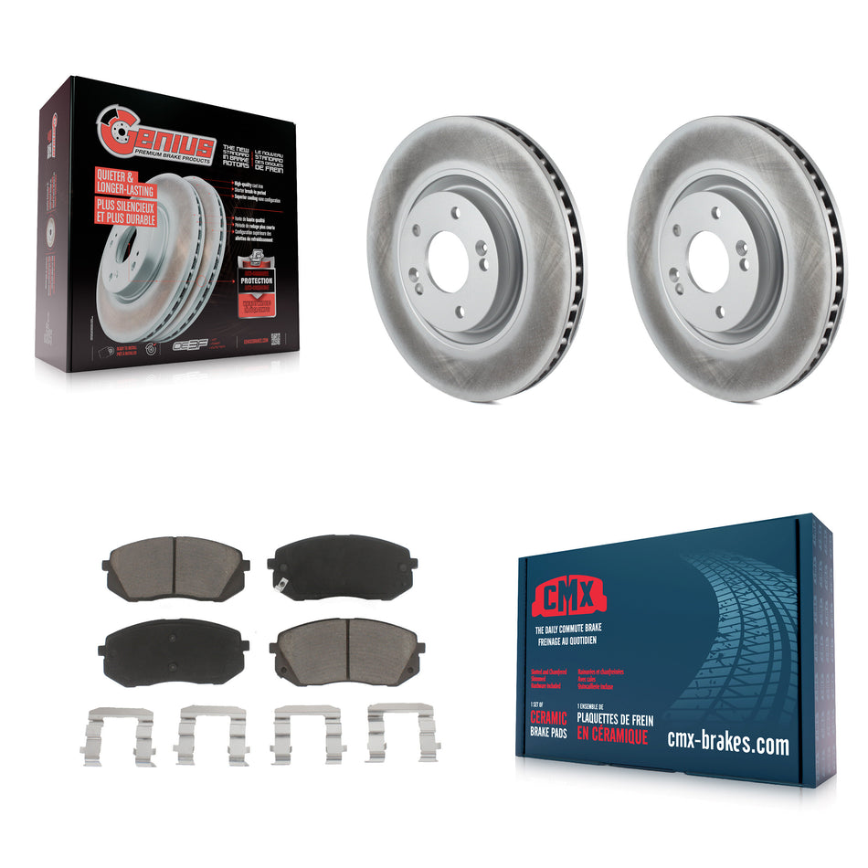 Front Coated Disc Brake Rotors And Ceramic Pads Kit For Hyundai Tucson Sonata Kia Cadenza KGC-100352