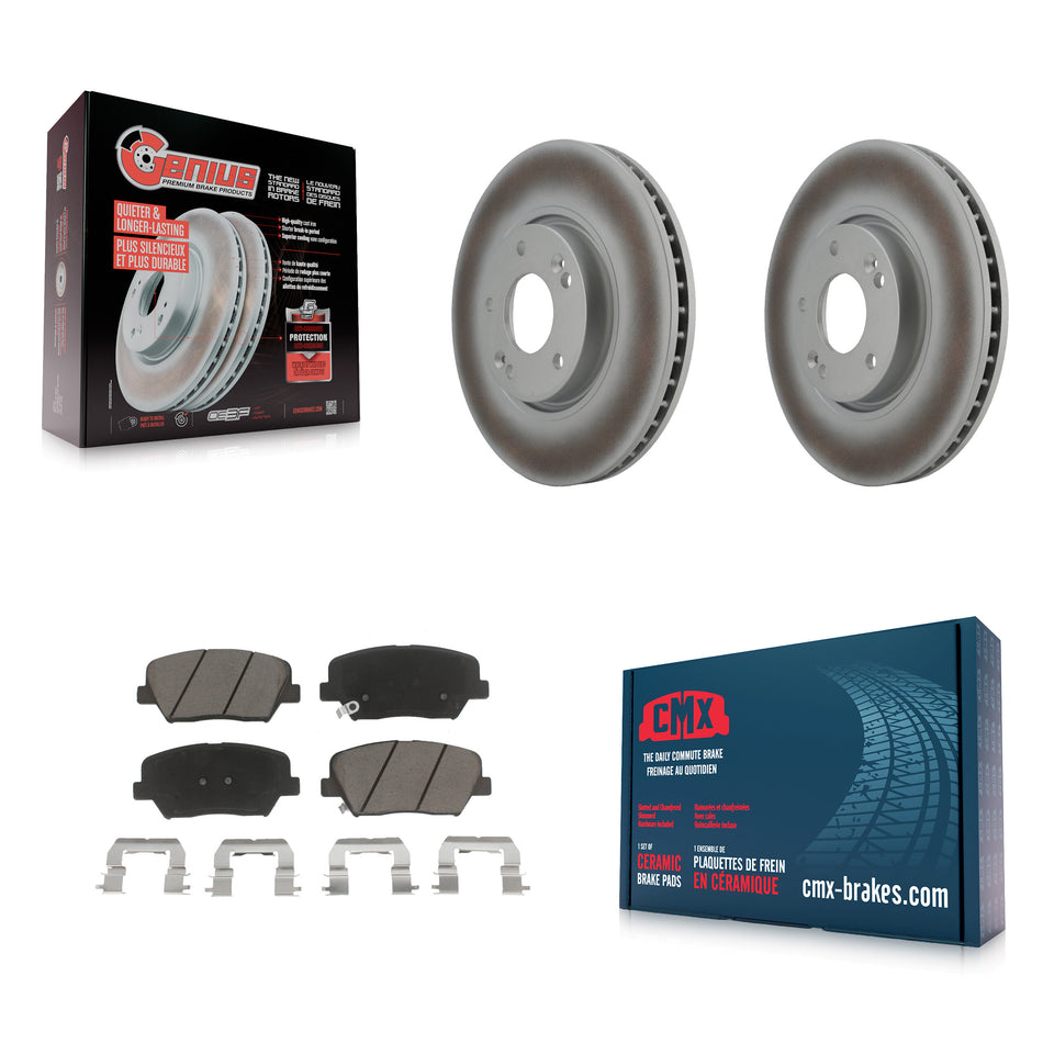 Front Coated Disc Brake Rotors And Ceramic Pads Kit For 2014-2017 Kia Rondo KGC-100355