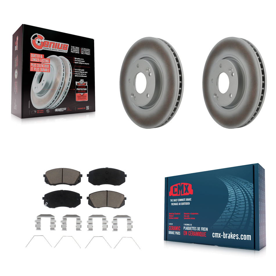 Front Coated Disc Brake Rotors And Ceramic Pads Kit For 2017-2019 Kia Soul EV KGC-100357