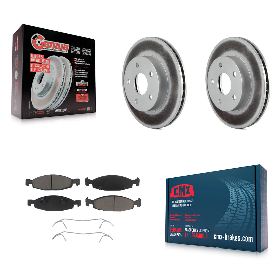 Front Coated Disc Brake Rotors And Ceramic Pads Kit For 1999-2002 Jeep Grand Cherokee With Teves & ATE Caliper KGC-100360