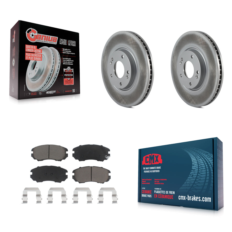 Front Coated Disc Brake Rotors And Ceramic Pads Kit For Hyundai Azera Kia Amanti KGC-100373