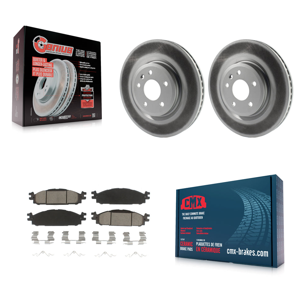 Front Coated Disc Brake Rotors And Ceramic Pads Kit For Ford Explorer Taurus Flex Lincoln MKT MKS KGC-100379