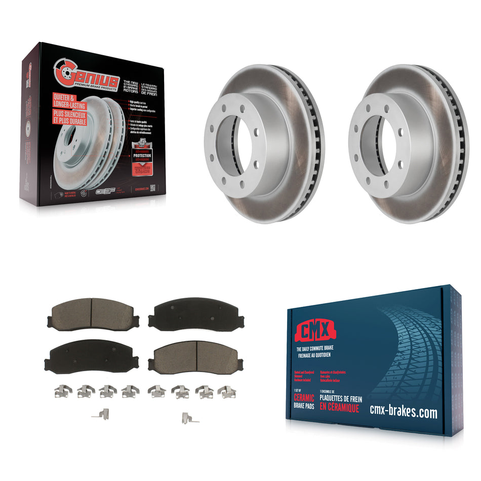 Front Coated Disc Brake Rotors And Ceramic Pads Kit For Ford F-350 Super Duty F-250 4WD KGC-100395