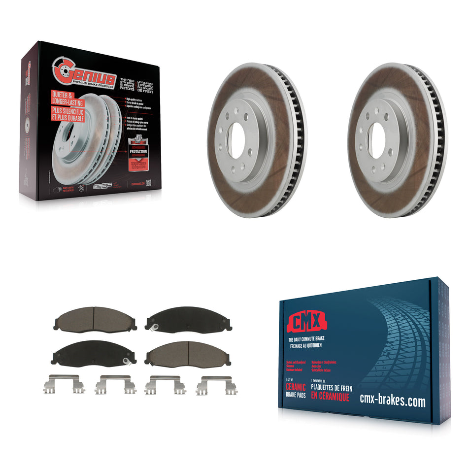 Front Coated Disc Brake Rotors And Ceramic Pads Kit For Cadillac CTS With Standard Suspension KGC-100406