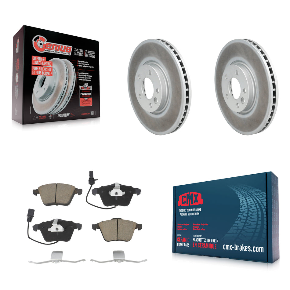 Front Coated Disc Brake Rotors And Ceramic Pads Kit For Volkswagen CC With 340mm Diameter Rotor KGC-100409
