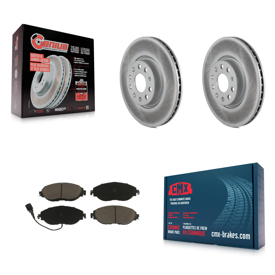 Front Coated Disc Brake Rotors And Ceramic Pads Kit For 2015 Volkswagen GTI With Performance Package KGC-100415