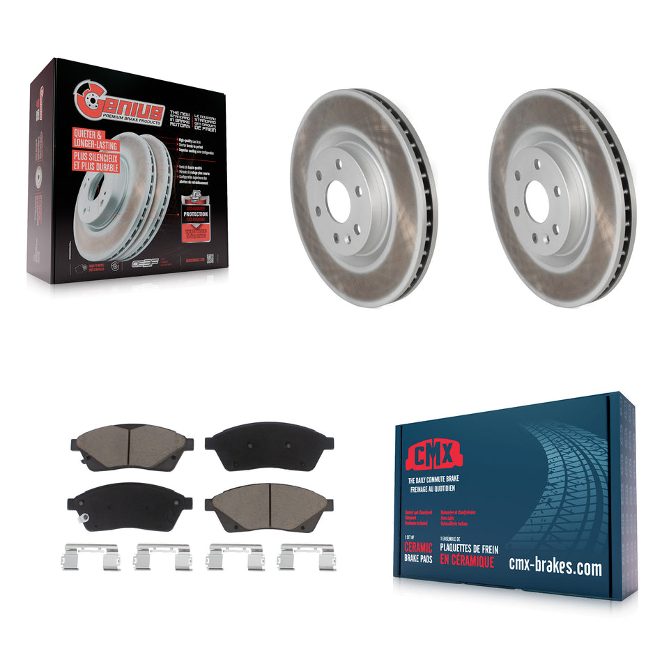 Front Coated Disc Brake Rotors And Ceramic Pads Kit For Cadillac SRX Saab 9-4X KGC-100426