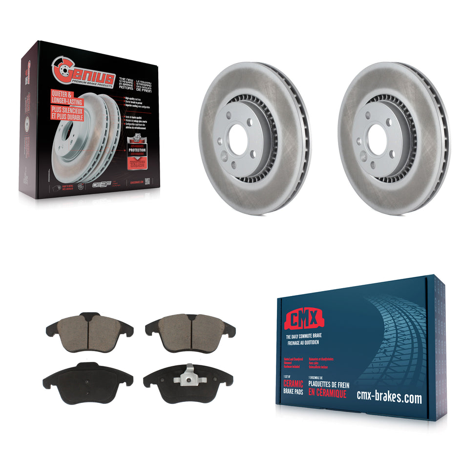 Front Coated Disc Brake Rotors And Ceramic Pads Kit For 2008-2015 Land Rover LR2 KGC-100440