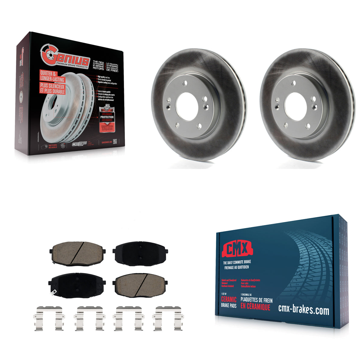 Front Coat Brake Rotors Ceramic Pad Kit For Kia Hyundai Kona Seltos Forte Soul Elantra GT KGC-100443
