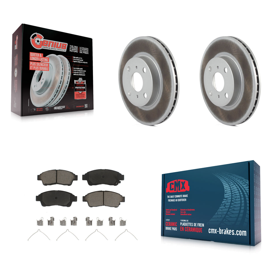 Front Coated Disc Brake Rotors And Ceramic Pads Kit For 1993-1997 Toyota Corolla Geo Prizm KGC-100453