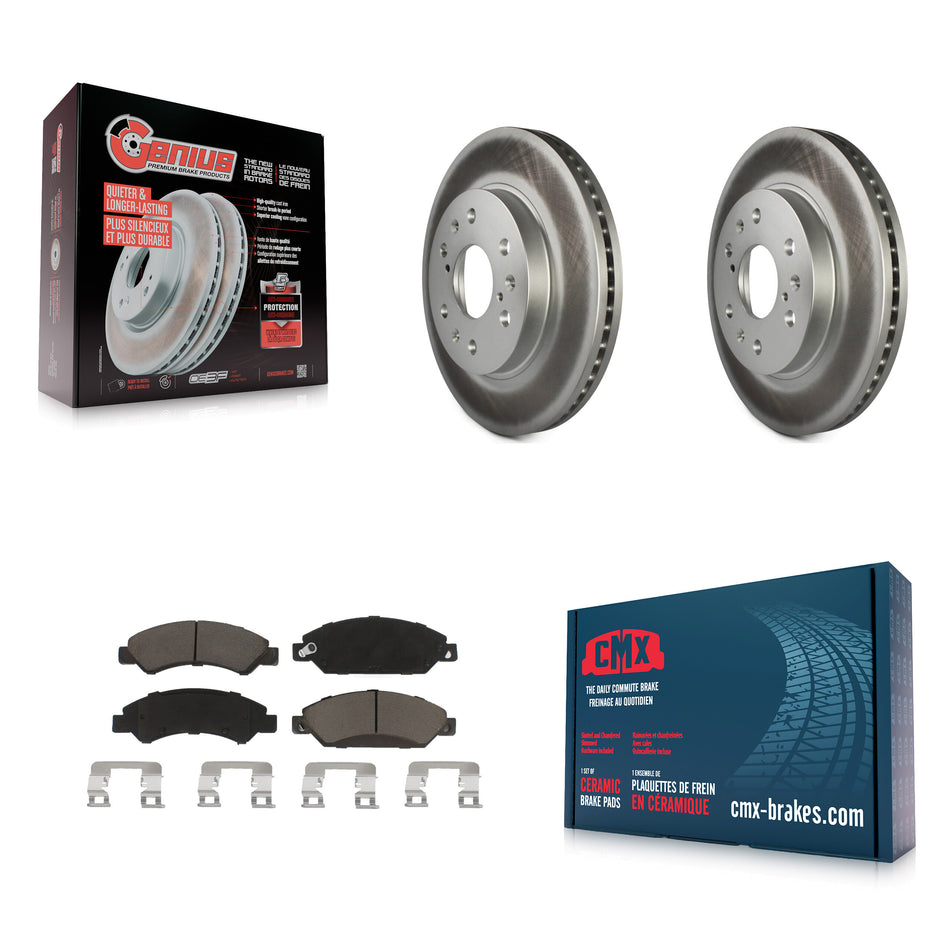 Front Coated Disc Brake Rotors And Ceramic Pads Kit For 2007-2007 Chevrolet Tahoe GMC Suburban 1500 Yukon Cadillac Avalanche XL Escalade ESV EXT KGC-100456