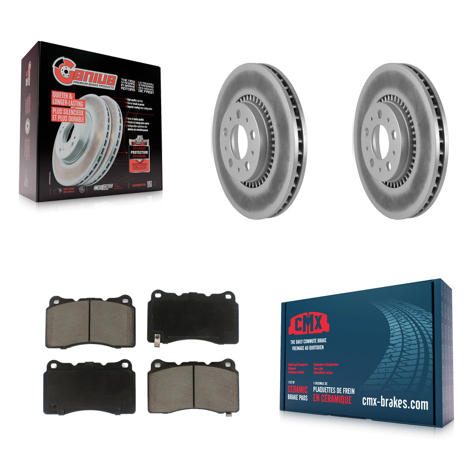 Front Coated Disc Brake Rotors And Ceramic Pads Kit For 2005-2007 Volvo V70 R With 305mm Diameter Rotor KGC-100476
