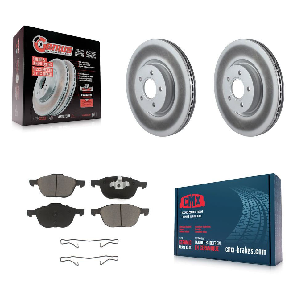 Front Coated Disc Brake Rotors And Ceramic Pads Kit For 2014 Ford Connect 104.8" wheel base KGC-100484
