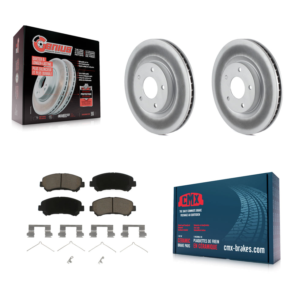Front Coated Disc Brake Rotors And Ceramic Pads Kit For Nissan Rogue Select KGC-100491
