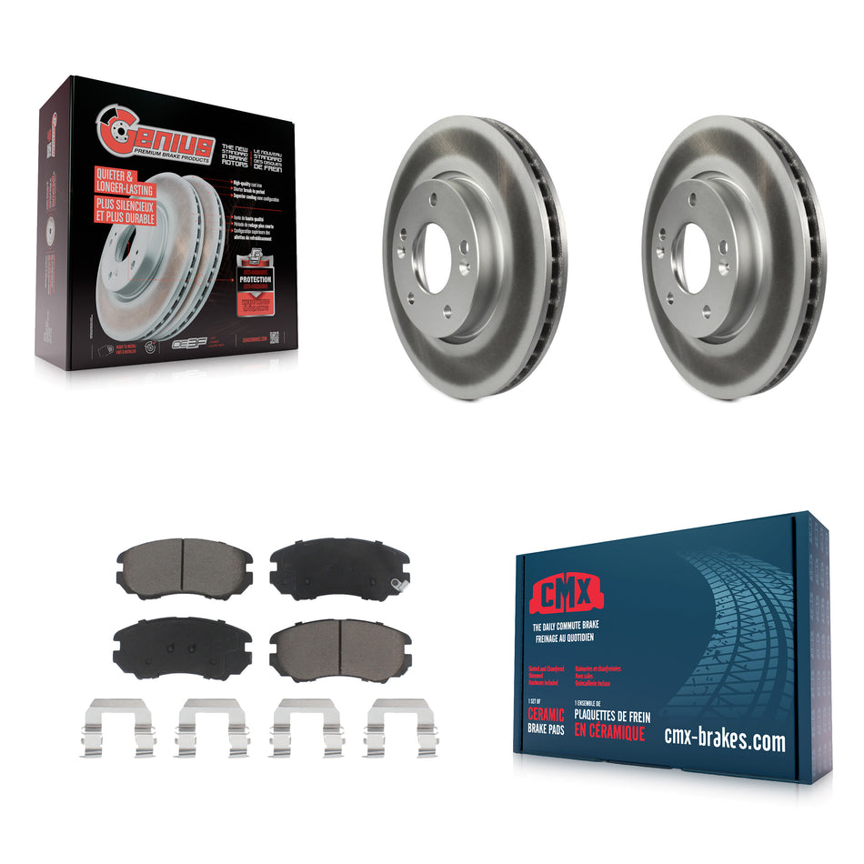 Front Coated Disc Brake Rotors And Ceramic Pads Kit For 2010-2011 Kia Soul 2.0L KGC-100508