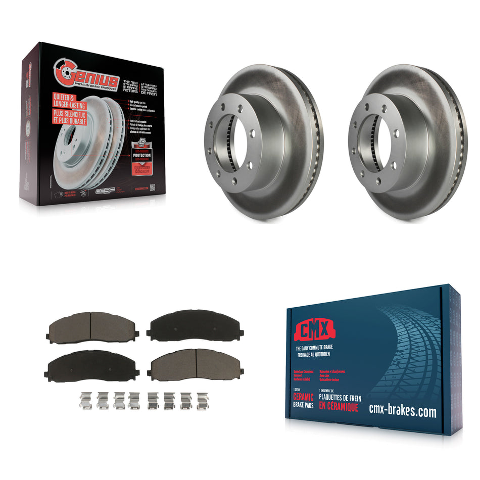 Front Coated Disc Brake Rotors And Ceramic Pads Kit For Ford F-250 Super Duty F-350 F-450 KGC-100554