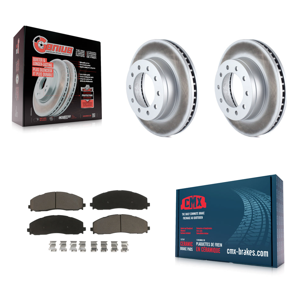 Front Coated Disc Brake Rotors And Ceramic Pads Kit For Ford F-350 Super Duty F-250 KGC-100555